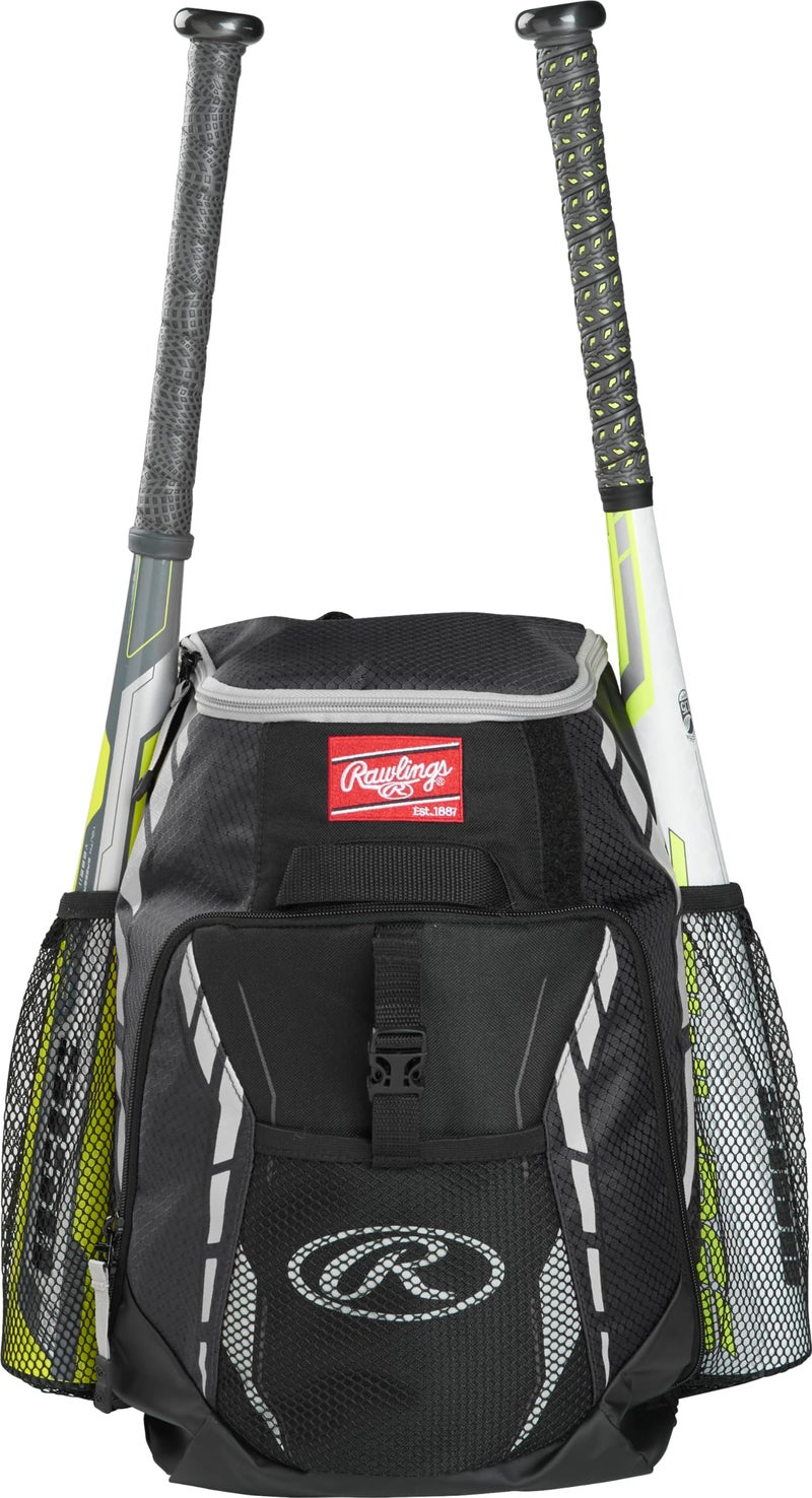Rawlings | R400 Backpack Equipment Bag | Black (16" H x 12" L x 7.5" D ) - Image 1